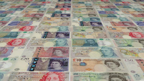 Animated background showing a large set of British Pound banknotes sliding by