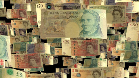 The Falling Pound - Background animation with falling British Pound banknotes in