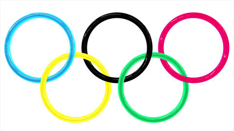 Background with the shiny 3d Olympic rings with reflected light