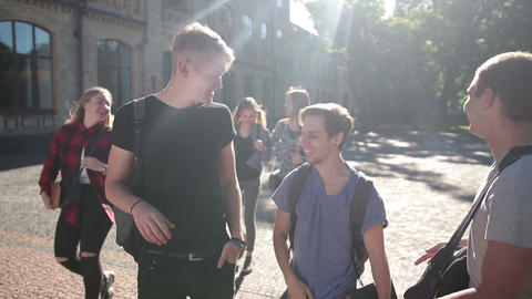 College students meeting on university campus