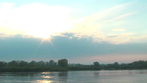Sun Path Reflection on River Water Surface