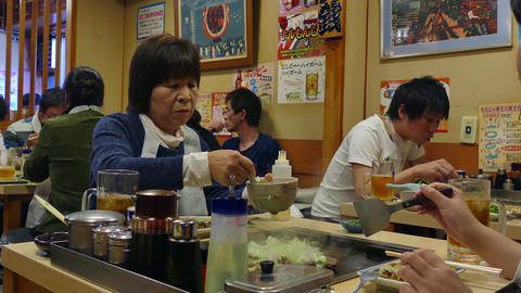Asian Japanese People Eating Food In Traditional Restaurant Tokyo Japan
