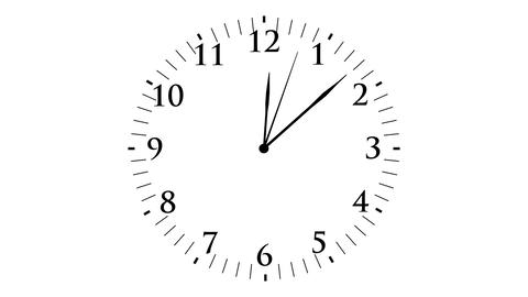 Animation, clock time without seconds, white background, 4K