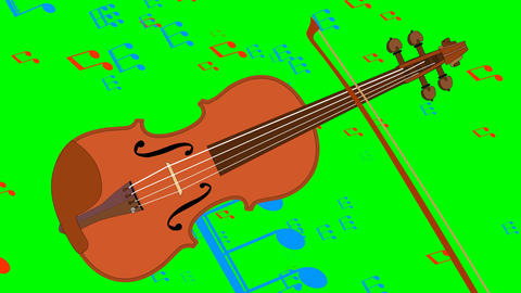 Animated violin and flying music notes on green screen. GIF 10891032 ...