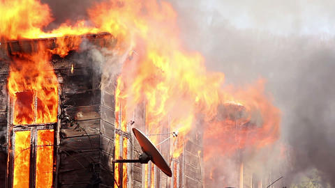 fire in wooden house
