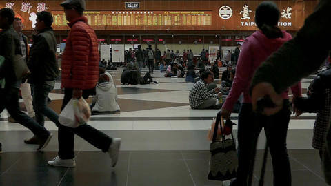 Taipei Train Station ticket lobby, slow motion