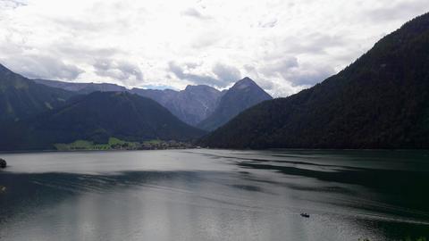 nature lake in mountains (sky, clouds, quiet)