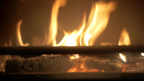 Fire at the fireplace