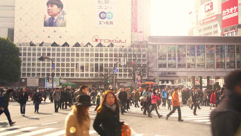 People crossing hachiko exit in Shibuya, Tokyo