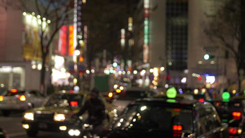 Night traffic at Shibuya crossing