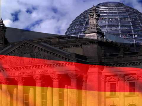 German flag on a background Reichstag