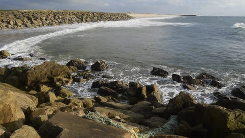 Coastal defences at the Praia da Barra near Aveiro Portugal