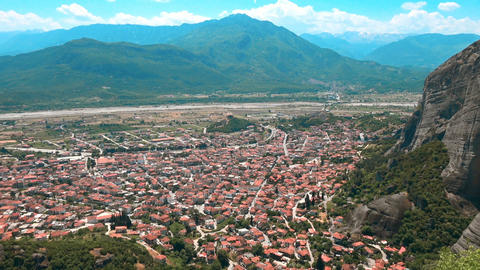 Greece view of the village near the Meteora in 4 K