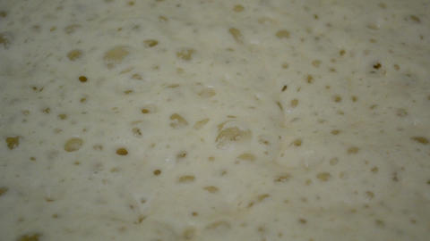 Yeast dough bubbling fills the frame