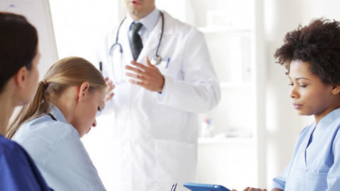 group of doctors on presentation at hospital