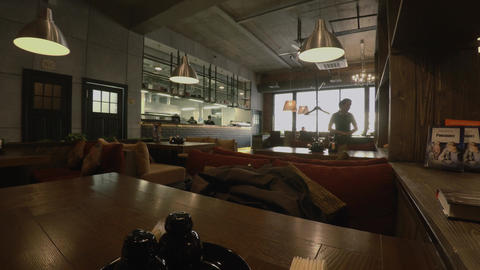 The cozy restaurant, coffee shop. 4K
