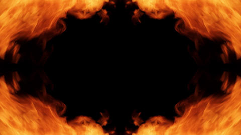 Frame of real fire for inscription in center, looped video