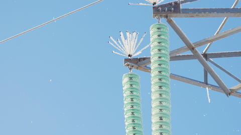 Ice pieces fall from insulators situated on ele Animated GIF 11786849 ...