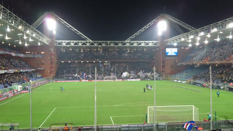Sampdoria supporters in Luigi Ferraris stadium in Genoa, Italy, before a soccer