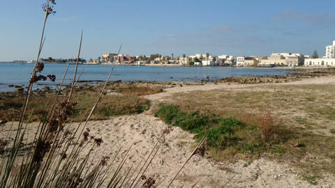Empty beach in winter in Porto Cesareo, a famous tourist town in Italy