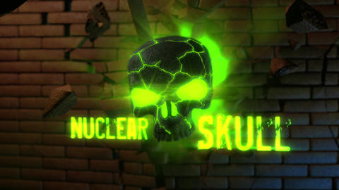 Nuclear Skull - Skull Crsashing Through Brick Wall Logo Stinger