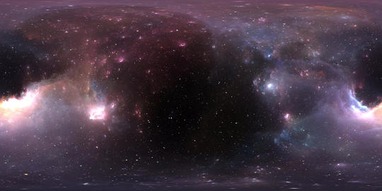 360 VR Space video. Flying through nebula and star fields in deep space