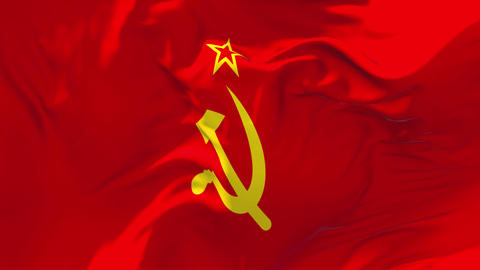 345. Soviet Union Flag Waving in Wind Continuous Seamless Loop Background
