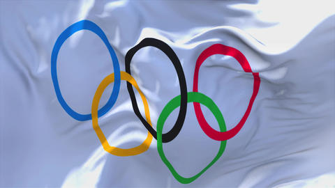 Olympic Games Olympic Rings Flag Waving Continuous Seamless Loop Background