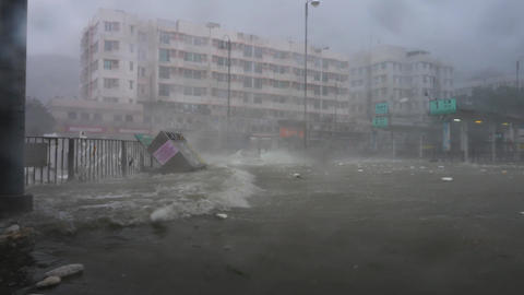Hurricane Typhoon Mangkhut near bus station v2