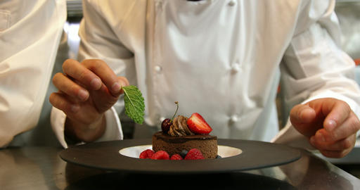 Gourmet cook cooking chocolate cake