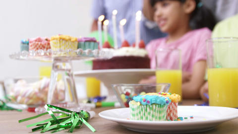 Happy family celebrating a birthday