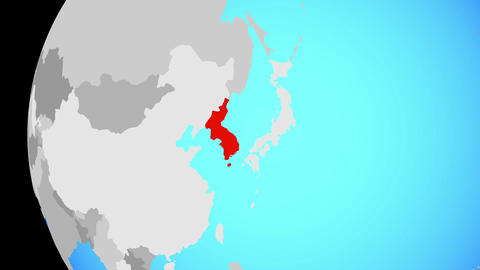 Closing in on Korea on blue globe