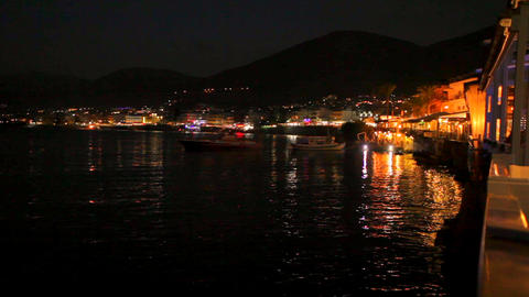Wonderful sea night landscape. Bokeh. Greece