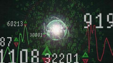 Stock Market text on Stock market graph with bar chart price display, trading