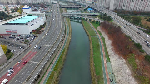 Traffic of Suyeong River, Busan, South Korea Asia