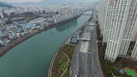 Traffic of Suyeong River, Busan, South Korea Asia