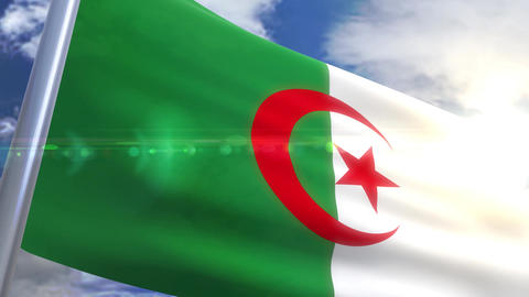 Waving flag of Algeria Animation