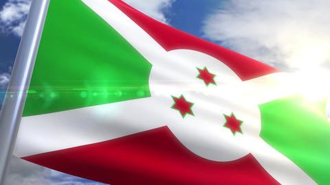 Waving flag of Burundi Animation