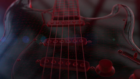 Animation of red wireframe 3D electric guitar
