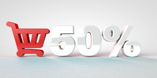 50 percent discount shopping cart Online Store Coupon white