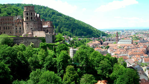 Pan over Heidelberg in Germany
