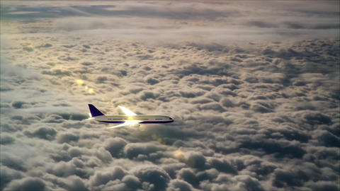 Airplane flight over the clouds