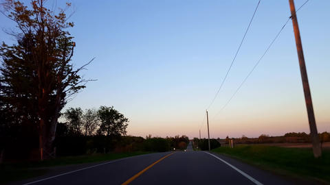 *Free Version* Driving Rural Countryside Road During Sunset. Driver Point of View POV While Sun