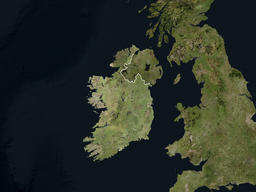 Satellite image of Ireland with borders (Isolated imagery of Ireland. Elements of this image