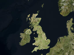 Satellite image of Great Britain with borders (Isolated imagery of Great Britain. Elements of this