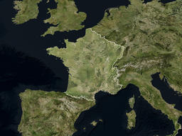 Satellite image of France with borders (Isolated imagery of France. Elements of this image furnished