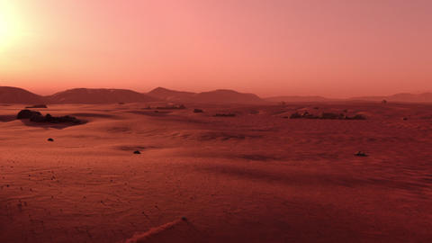 Rover rides on the surface of Mars
