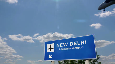 Airplane landing at New Delhi