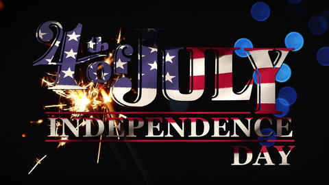 4th of July, Independence Day text and American flag