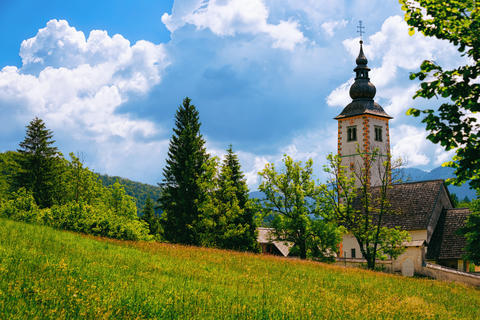 Scenery near Church of Saint John Baptist on Bohinj Lake